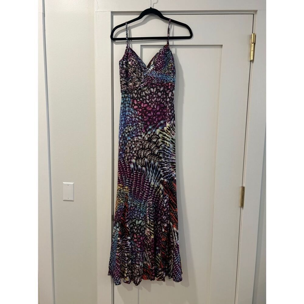 Alberto Makali Multicolor Printed Spaghetti-Strap Maxi Dress, Size 8